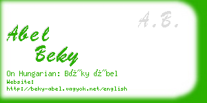 abel beky business card